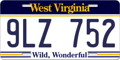 WV license plate 9LZ752