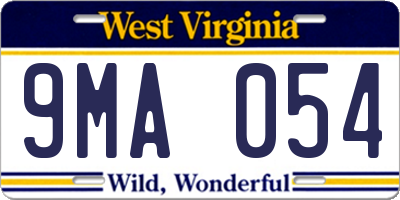 WV license plate 9MA054