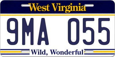 WV license plate 9MA055