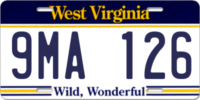 WV license plate 9MA126