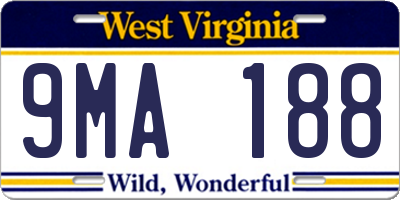 WV license plate 9MA188