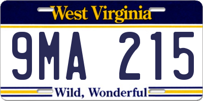 WV license plate 9MA215