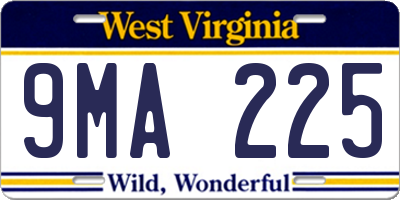 WV license plate 9MA225