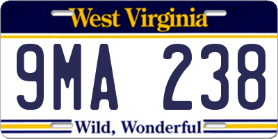 WV license plate 9MA238