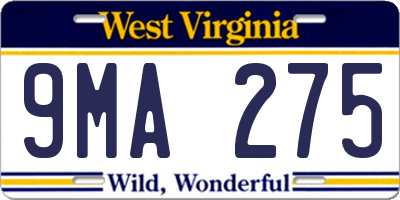 WV license plate 9MA275