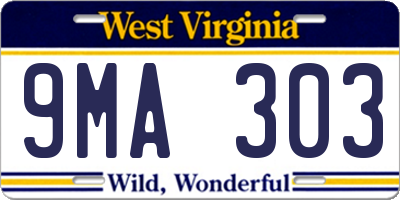 WV license plate 9MA303