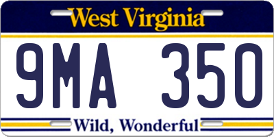 WV license plate 9MA350