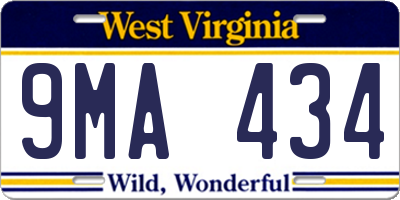 WV license plate 9MA434