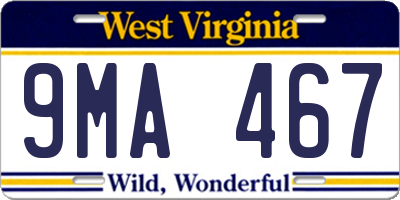WV license plate 9MA467