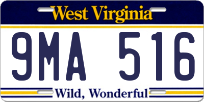 WV license plate 9MA516