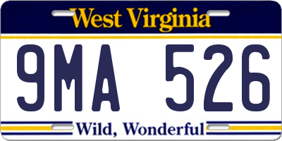 WV license plate 9MA526
