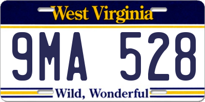 WV license plate 9MA528