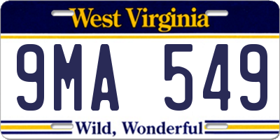 WV license plate 9MA549