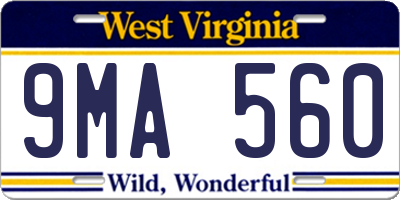 WV license plate 9MA560