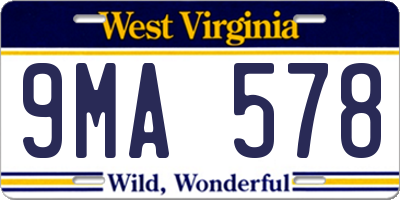 WV license plate 9MA578