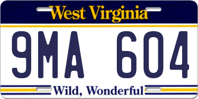 WV license plate 9MA604