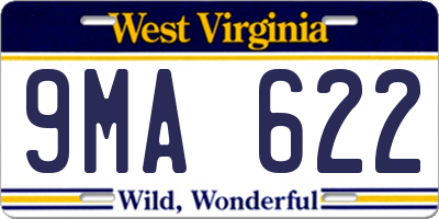 WV license plate 9MA622