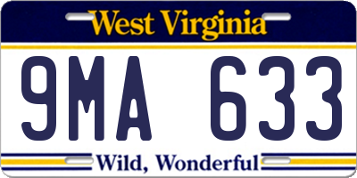 WV license plate 9MA633