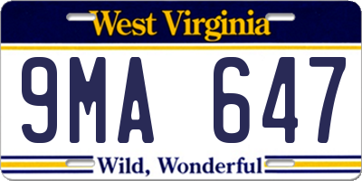 WV license plate 9MA647