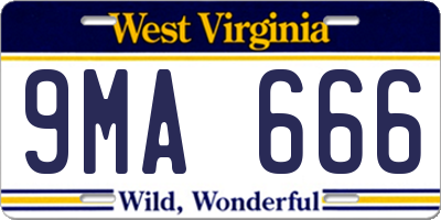 WV license plate 9MA666