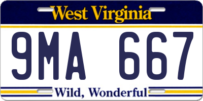 WV license plate 9MA667