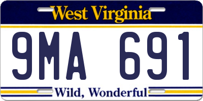 WV license plate 9MA691