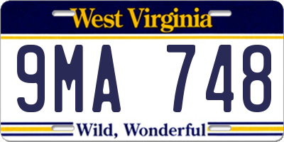 WV license plate 9MA748