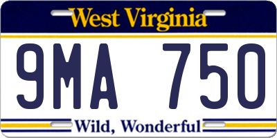 WV license plate 9MA750