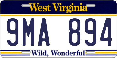 WV license plate 9MA894