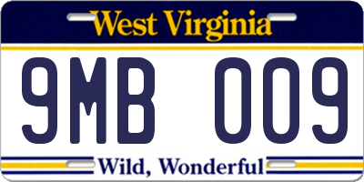 WV license plate 9MB009