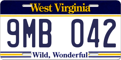WV license plate 9MB042