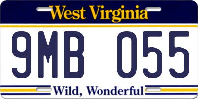 WV license plate 9MB055