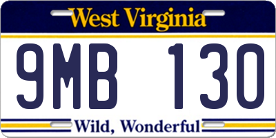 WV license plate 9MB130
