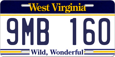 WV license plate 9MB160