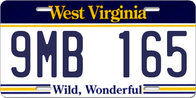 WV license plate 9MB165
