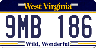 WV license plate 9MB186