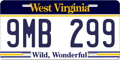 WV license plate 9MB299