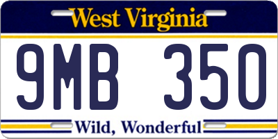 WV license plate 9MB350