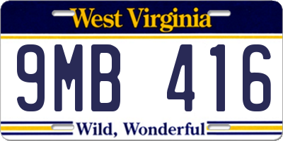 WV license plate 9MB416