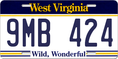 WV license plate 9MB424