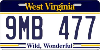 WV license plate 9MB477