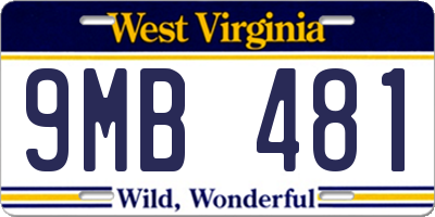 WV license plate 9MB481
