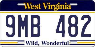 WV license plate 9MB482