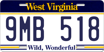 WV license plate 9MB518