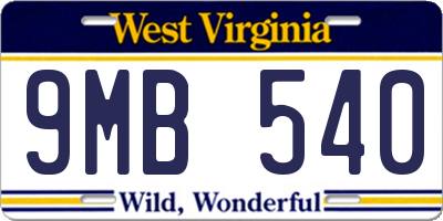 WV license plate 9MB540