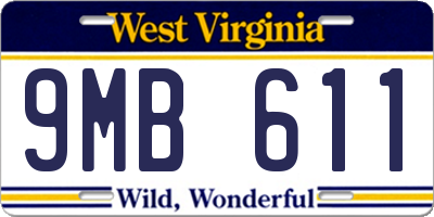 WV license plate 9MB611