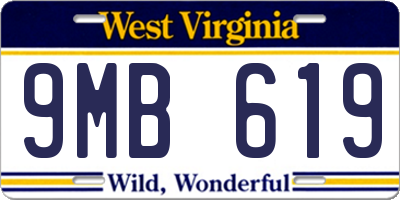WV license plate 9MB619