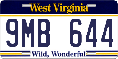 WV license plate 9MB644
