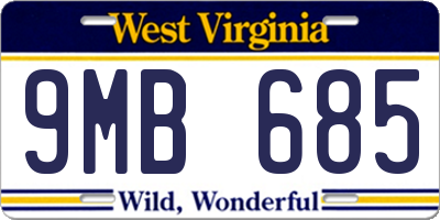 WV license plate 9MB685