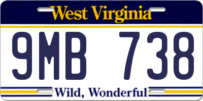 WV license plate 9MB738